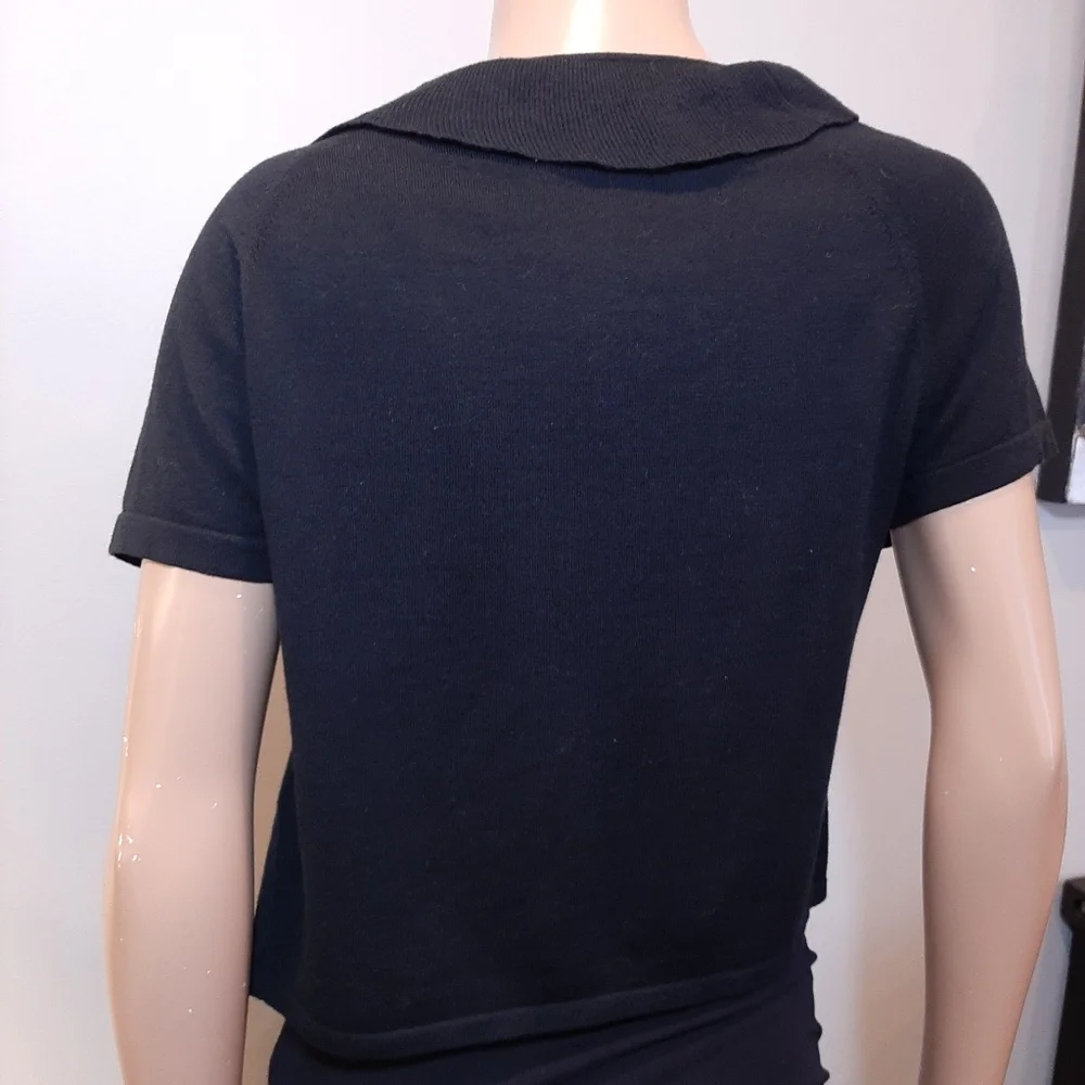 3/$20 Banana Republic Ruffled Open Cardigan Sweater Merino Wool Short Sleeve - Picture 8 of 12